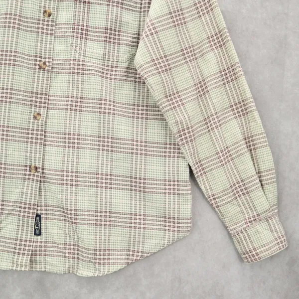 Lee Green Flannel Plaid Long Sleeve Button‎ Up Western Cotton Work Vintage Small - Image 5