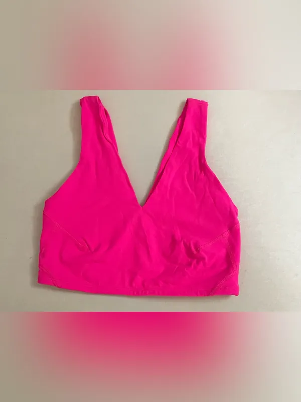 Free People NWT V-Neck Crop Top Hot Pink Size M - Image 4