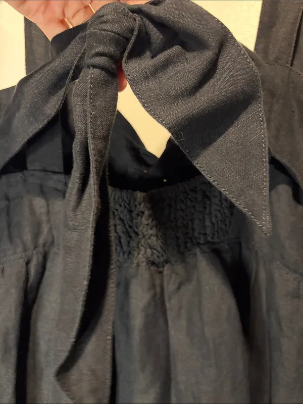 Anthropologie Maeve Twist-Front Tie Cutout Back Mini Dress Linen Blend Black S - Image 6