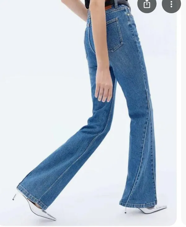 MID WAIST FLARED JEANS Blue Size 27 - Image 6
