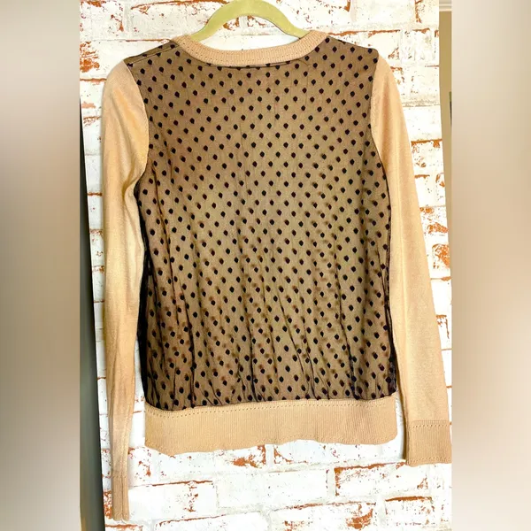 Milly of New York Beige and Black Polka Dot Cardigan - Image 2