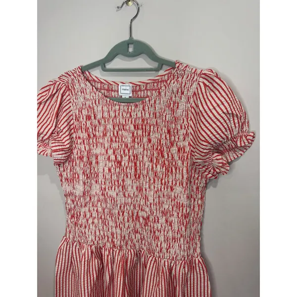 Maeve Margie Smocked Striped Mini Dress NWT Red Cream Sz XL - Image 4