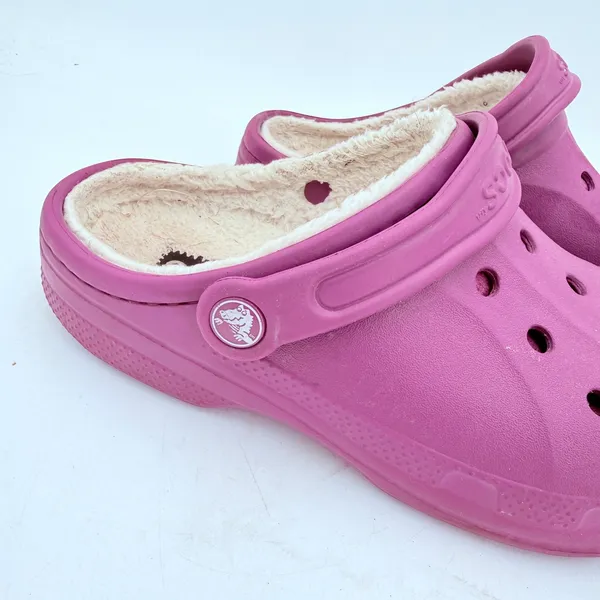 Crocs Women's Fuchsia Faux Fur Lined Classic Clogs Shoes Size 7 - Image 2