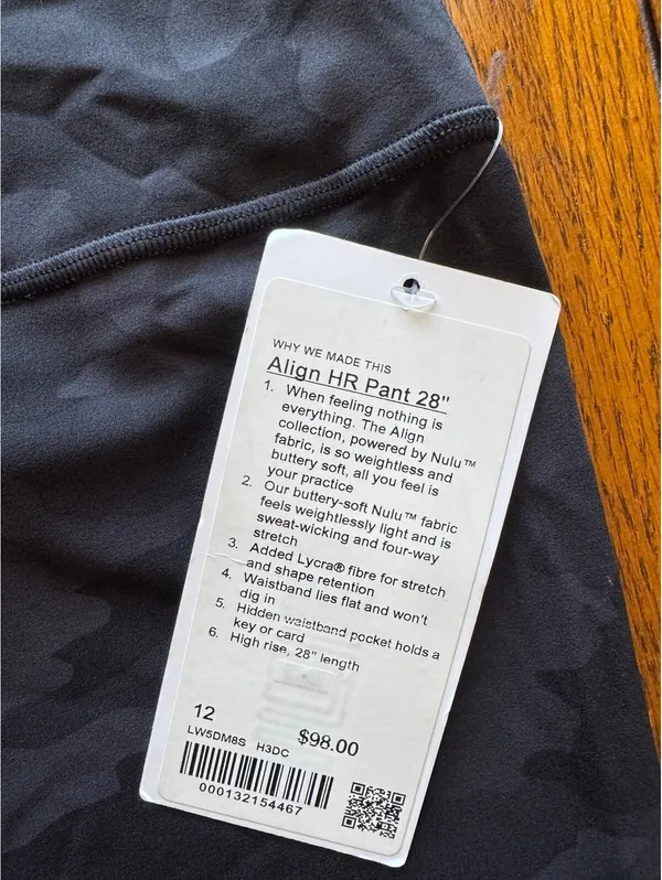 Lululemon Align High Rise 28” Heritage 365 Camo Deep Coal Black Size 12 NWT - Image 5