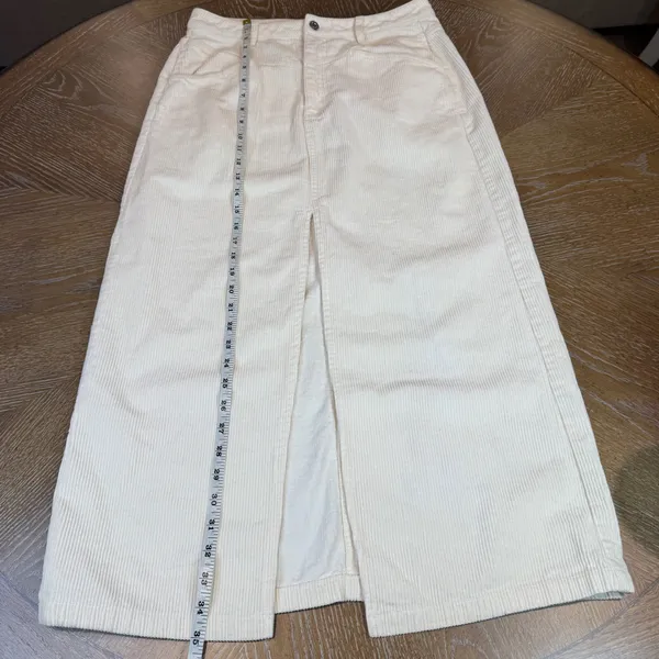 Petal & Pup Kellen Front Slit Corduroy Maxi Skirt‎ Cream Size Medium - Image 9