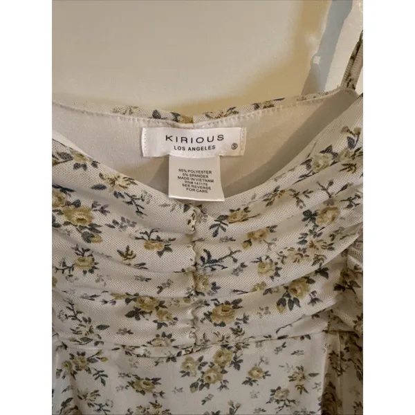 KIRIOUS LOS ANGELES blue and white floral‎ spaghetti strap mini dress Size Small - Image 2