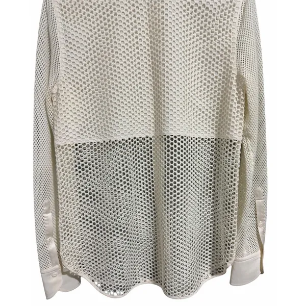Rag & Bone Luna Mesh Silk Blend Shirt Bone Women's Size Medium - Image 6