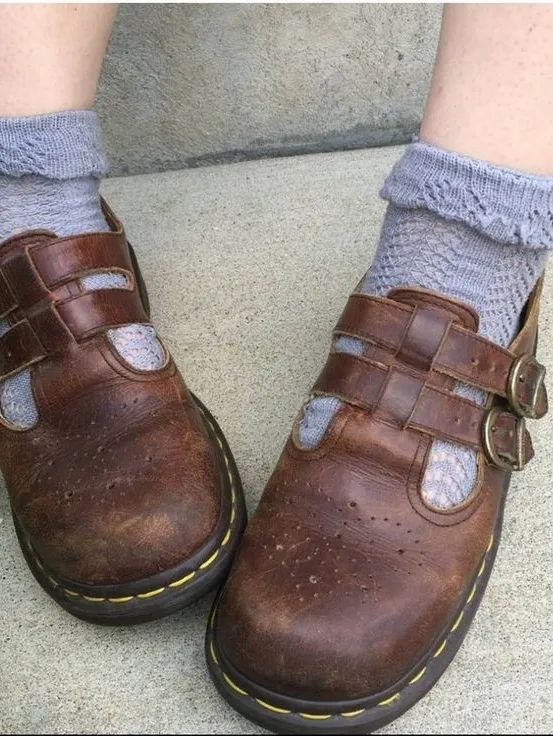Vintage Dr. Martens 8065 Brown Leather Mary Jane Shoes Made in England Size 9 - Image 2