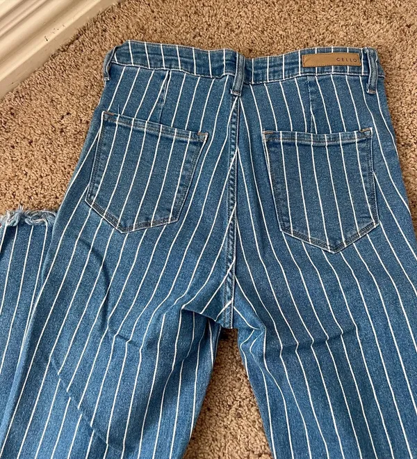 Cello Pinstripe Flare Jeans - Image 3