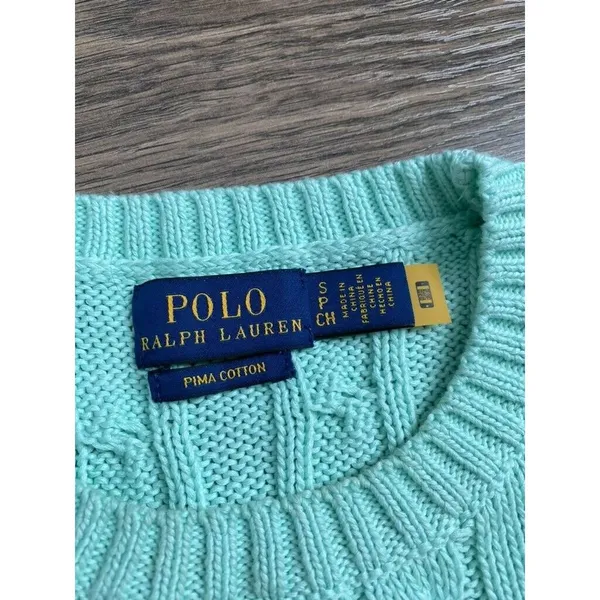 NWOT Womens Polo Ralph Lauren O Stripe Pkt T pima cotton‎ cableknit sweater SZ S - Image 5