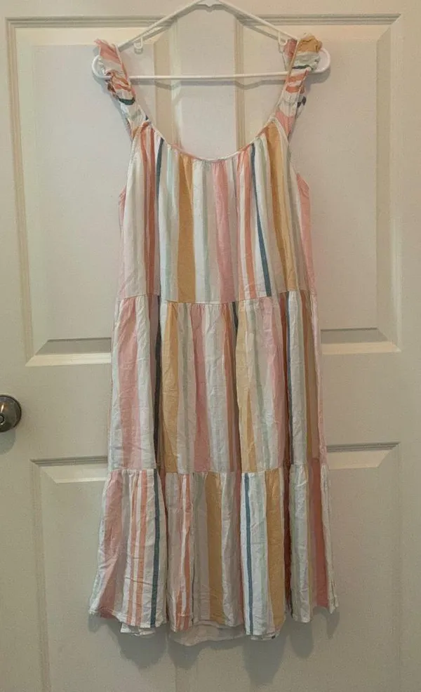 Rails Striped Tiered Multicolor Sleeveless Dress. Size-Large - Image 3