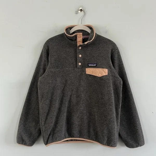 Patagonia Synchilla Snap-T Lightweight Fleece Gray Orange Pullover Jacket XS‎ - Image 3