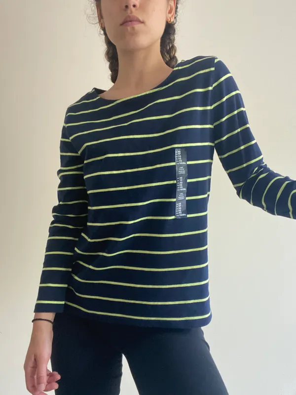Gap Navy Green Lime Striped Shirt NWT - Image 2