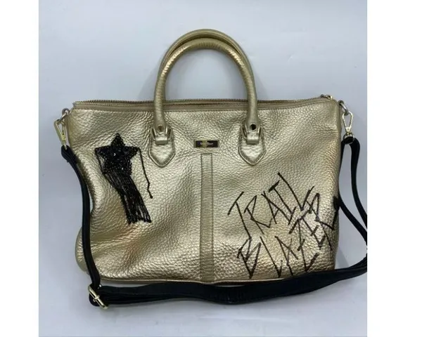 COLE HAAN Tote Bag Gold Customized w Graffiti - Image 4