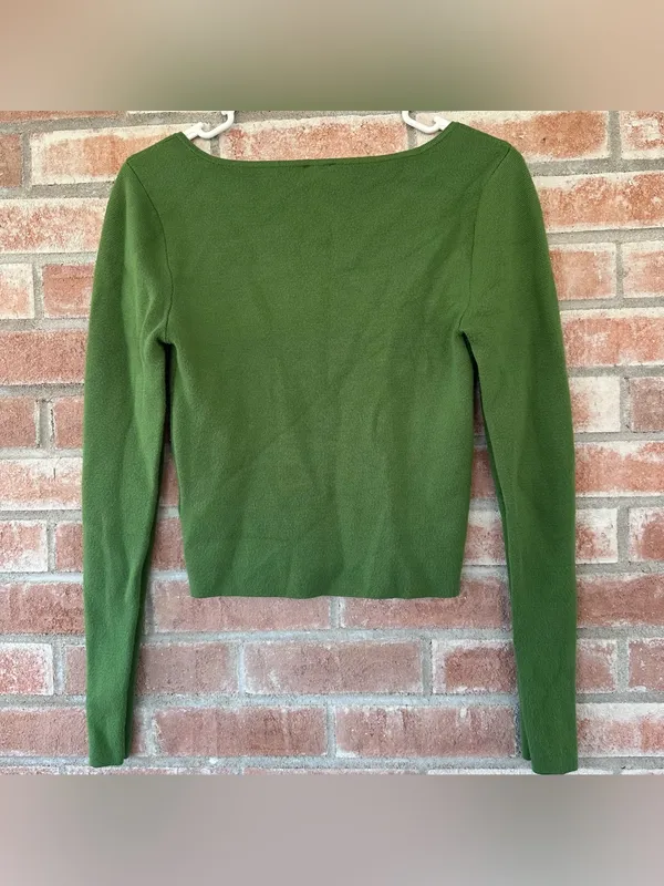 Abercrombie Fitch Corset Top Sweater Women’s Medium Green Slim Fit Knit - Image 7
