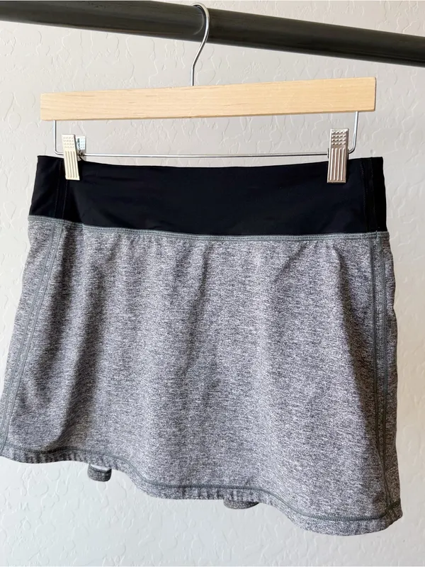 Lululemon Pace Rival Skirt Gray Space Dye Black Waistband Skort - Image 4