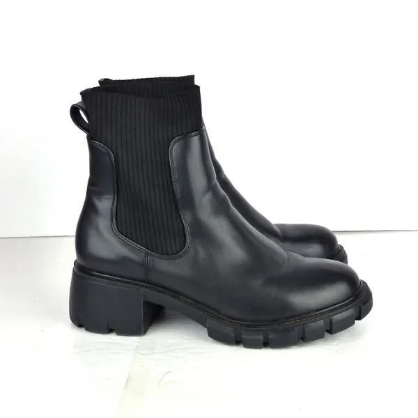 Steve Madden Hayle Chelsea Boots Womens 9 Black Vegan Chunky Lug Sole Platform - Image 4