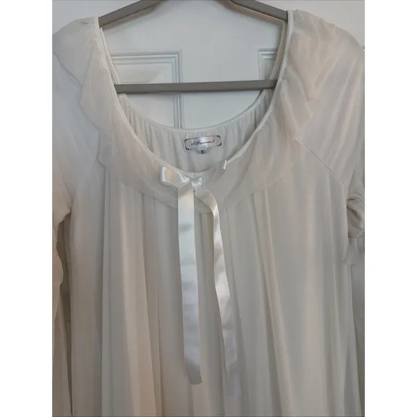 Vtg Princess Nightgown Small Bridal Peignoir White‎ Puff Sleeve Honeymoon Ruffle - Image 4