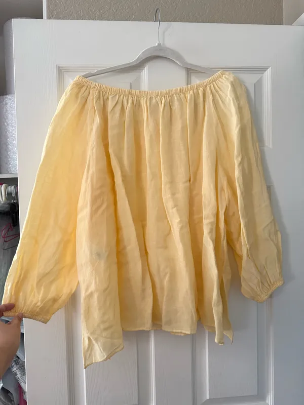 BNWT Zara ZW Collection Pastel Yellow Linen Blend Blouse - Image 9