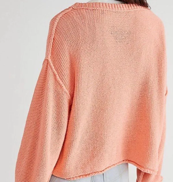 Free People Inside Out Pullover Sweater Pink Peach Large - Image 2