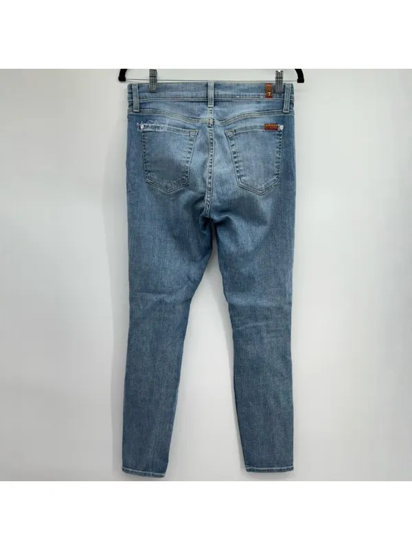 7 For All Mankind The Ankle Skinny Distressed Knee Holes Denim Jeans Size 29 - Image 4