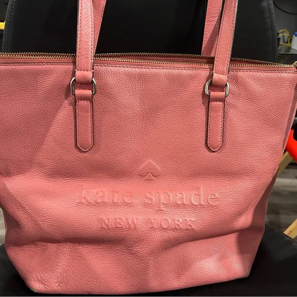 Pink Kate Spade Tote Bag with Pink Lining zip closure - Image 4