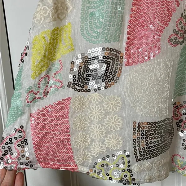Anthropologie Floreat Patchwork Sequin & Embroidered Louisa Tank Top - Sz Small - Image 4