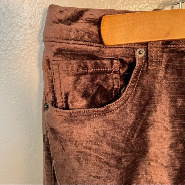Free People Women's Size 26 Velvet Crop Flare Pants Taupe Brown Purple Stretch‎ - Image 8