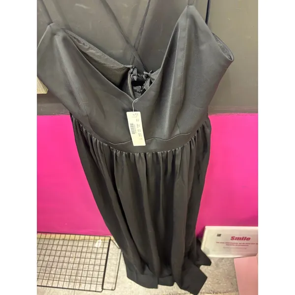 J.Crew‎ Black Satin V-Neck Lace-Up Back Maxi Dress G3513 Womens 12 NEW - Image 4