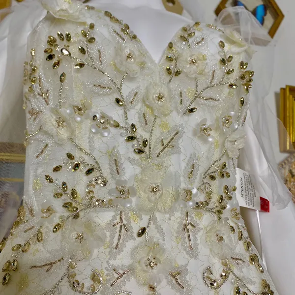 Mac Duggal White/Gold Mermaid Gown 50666 - Image 6