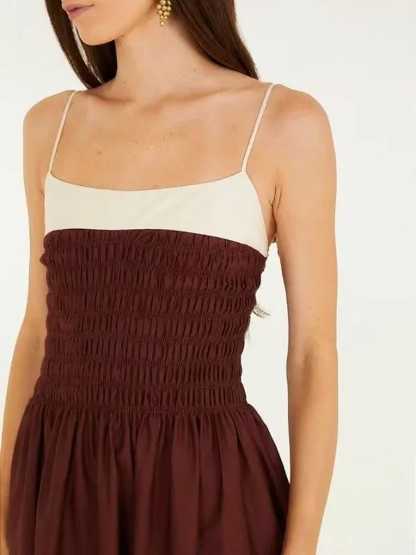 NWT Farm Rio Cotton Sleeveless Midi Dress Brown and Ivory Sz L - Image 3