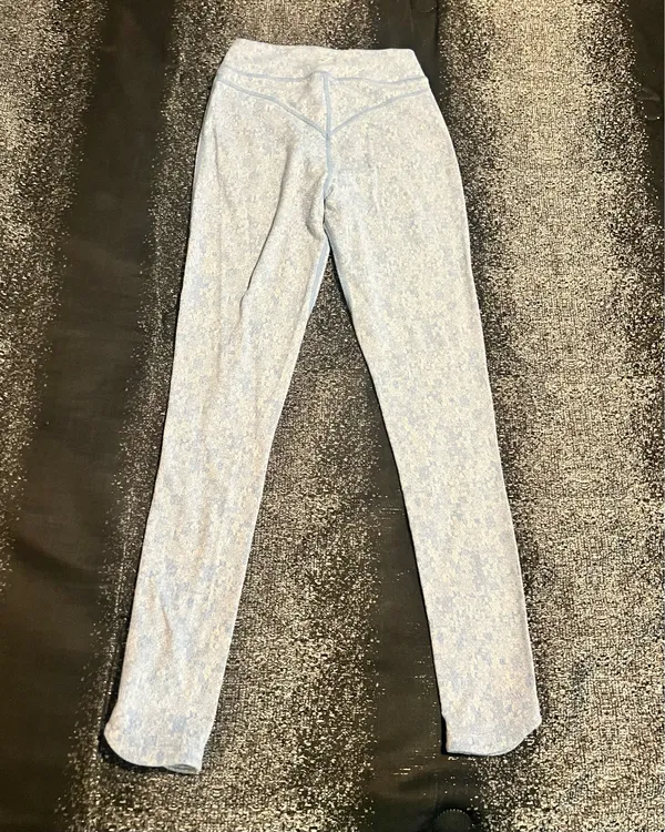 Womens XS Gymshark Fleur Texture Leggings Light Blue Marl High Rise - Image 2