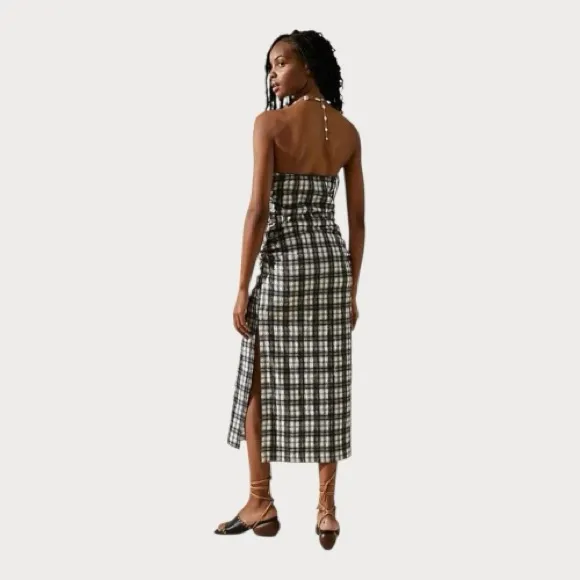 Free People Brandie Plaid Strapless Midi Dress Size Small - Image 5