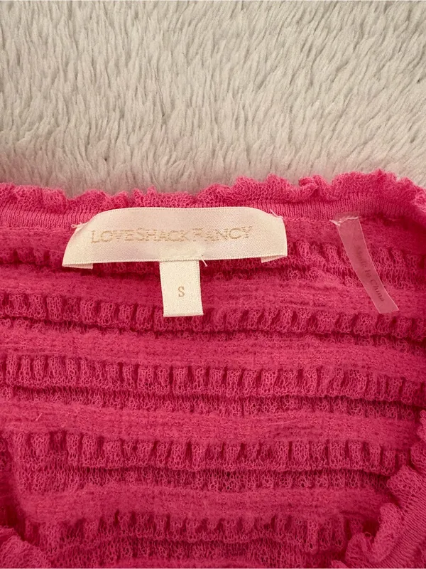 LoveShackFancy Celosia Tiered Ruffle Cardigan in Lovestruck Pink Size Small - Image 4