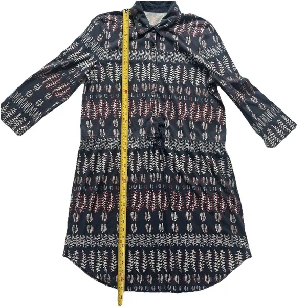 Tory Burch Drawstring Shirt Dress L Willow Fern Pima Cotton Resortwear Vacation - Image 6