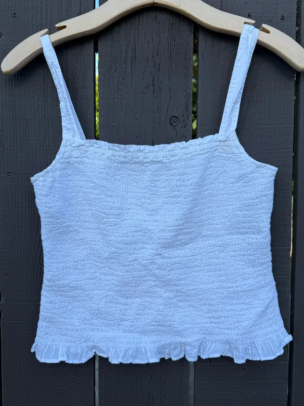 Madewell Lucie Smocked Tank Top White Size Small - Image 4