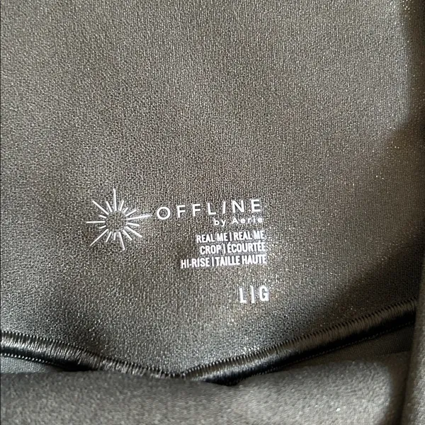 Aerie Offline real me crop high rise leggings/bike shorts green gold shimmer L​ - Image 3
