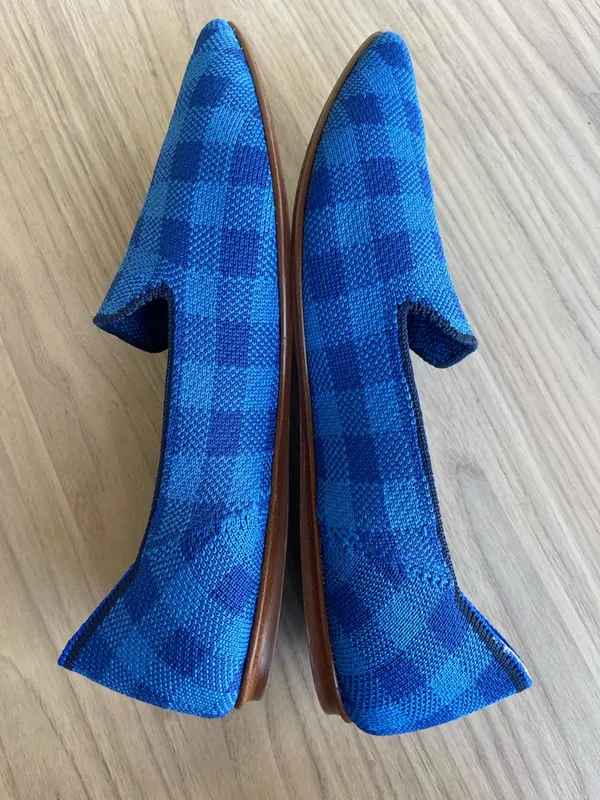Rothy's Blue Knit Slip-On Flats with Green Insole - Image 7