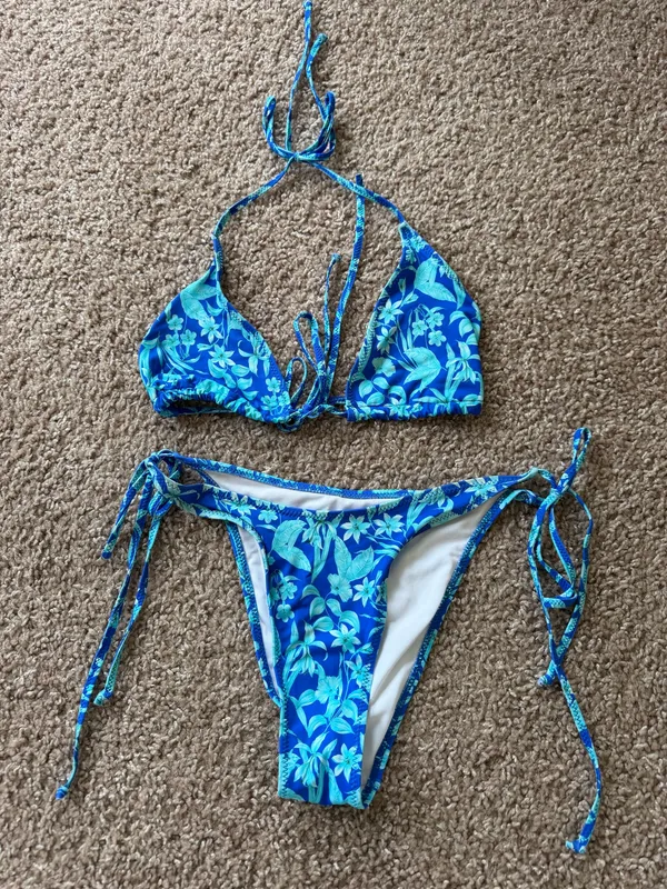 Bright Swimwear Blue Floral Bikini Set - Image 2