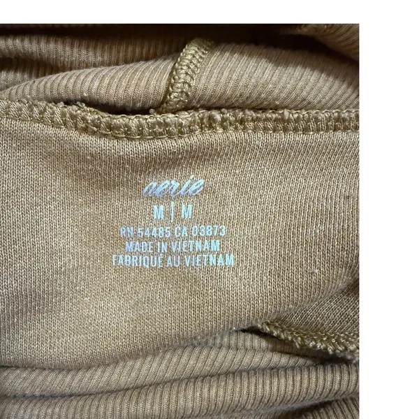 Aerie Oversized Turtleneck Sweater Camel Brown‎ Ribbed Long Sleeve Sz M - Image 3