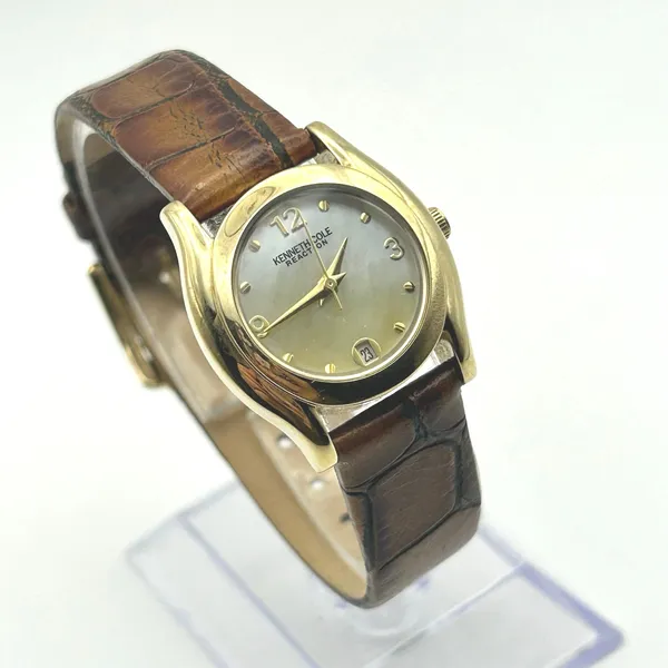 Kenneth Cole Reaction Gold-tone Mother Pearl Dial Women’s Watch Working - Image 3