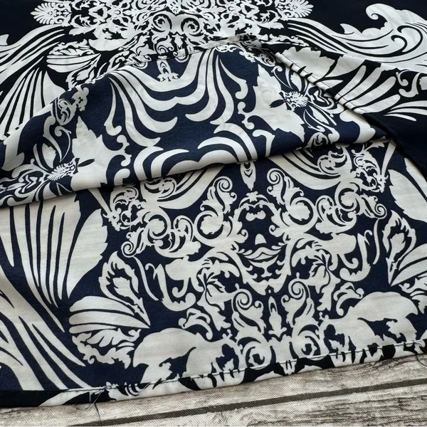 Million Bullpup Paisley Maxi Dress Halter Drop Waist Boho White Navy Small - Image 7