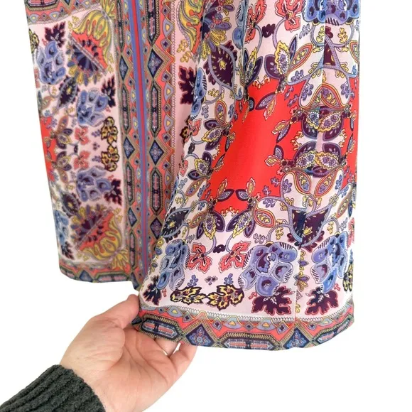 Lulus Kaleidoscopic Print Short Sleeve Shift Dress Red Purple Hankerchief Girly‎ - Image 4