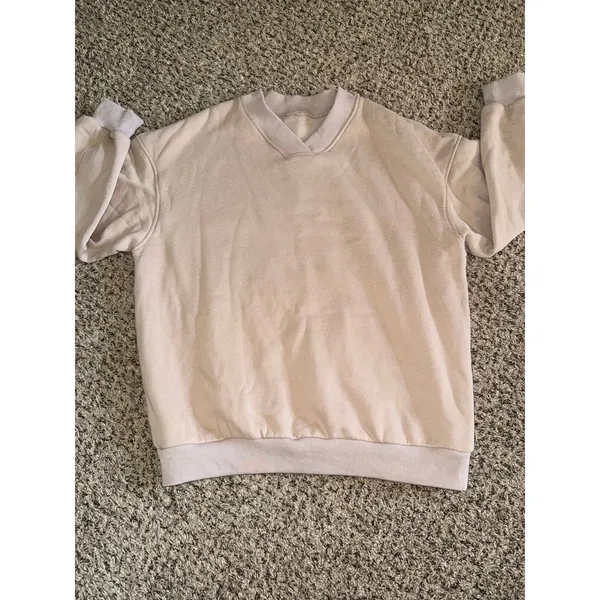 Women's‎ Beige V Neck Sweatshirt Size Small - Image 2