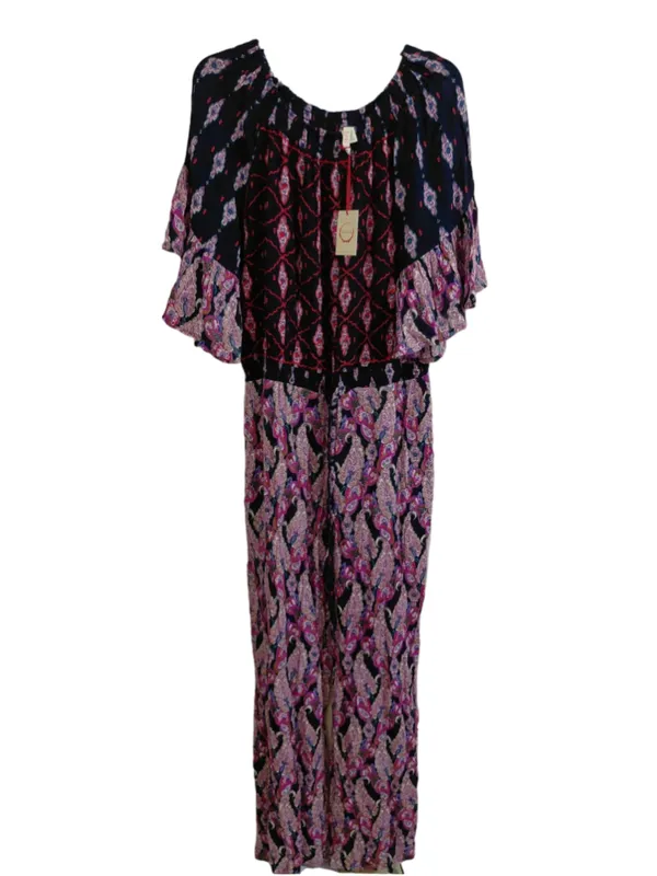 Raga by Anthropologie Boho Off-The-Shoulder Paisley Smocked Jumpsuit Size L NWT - Image 2