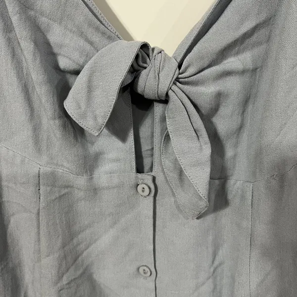 ASTR The Label S Midi Dress Light Blue Tie Front Button Down ALD42178 Summer - Image 7