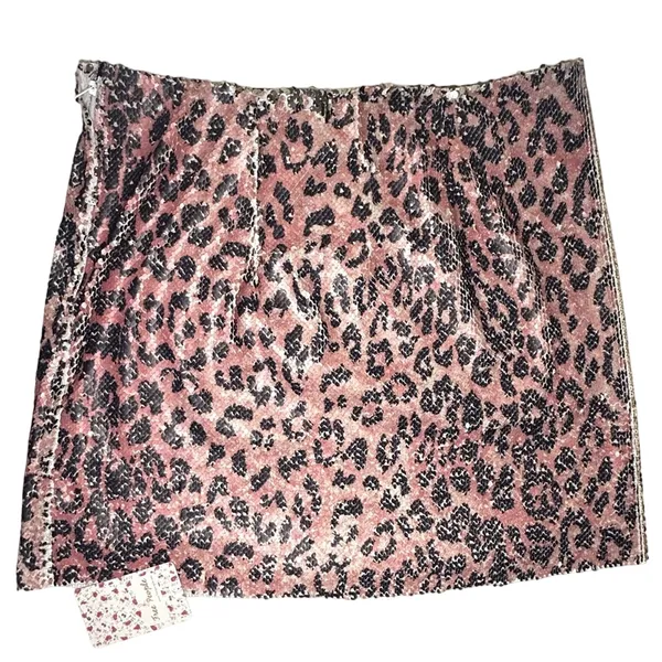 NWT Free People FP One Skinny | Reversible Sequins Mini Skirt Pink Cheetah 4 Y2K - Image 9