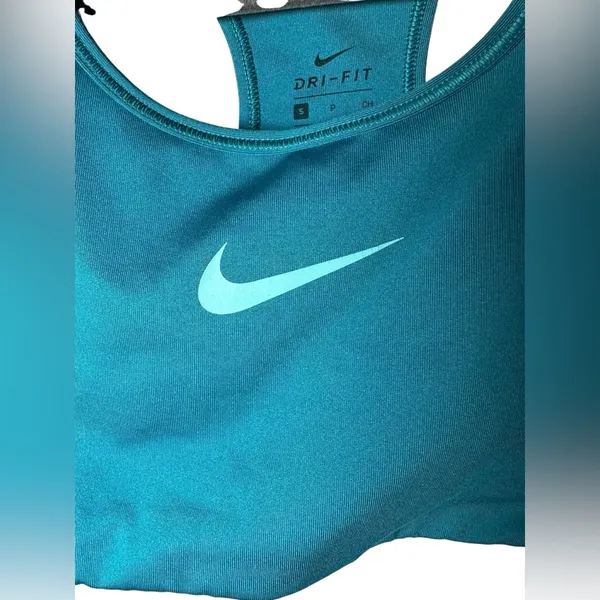 Nike Dri-FIT‎ Swoosh Sports Bra S Teal Blue Racerback Workout Athletic - Image 4