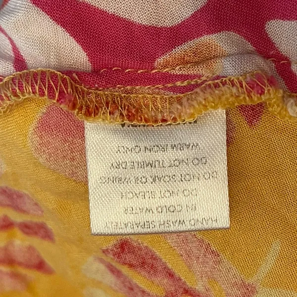 Paradise USA Tropical Leaf Sharkbite Hem Sundress Pink Orange Yellow Small‎ - Image 6