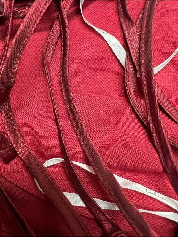 Lulus Poised Passion Wine Red Taffeta Pleated Ruffle Midi Dress Size XS NWT - Image 10